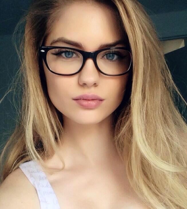 Blonde teen with glasses solo fan images