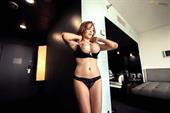 Tessa Fowler - White Lace Black Bra BTS - Set 1 Tessa Fowler - White Lace Black Bra BTS - Set 1