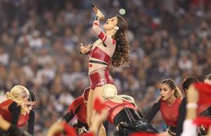 Selena Gomez performing at Thanksgiving NFL show