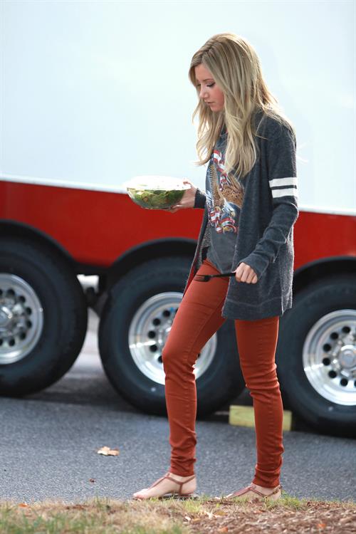 Ashley Tisdale on a lunch break while shooting Scary Movie 5 10/2/12