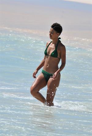 Amelle Berrabah bikini candids in Barbados on Jan 2nd 2010 