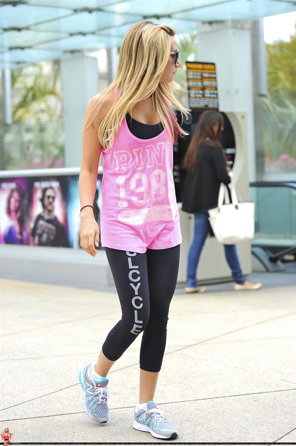 Ashley Tisdale arriving at the Equinox gym in West Hollywood June 15, 2012 