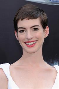 Anne Hathaway attending the Dark Knight Rises premiere in New York on July 15, 2012