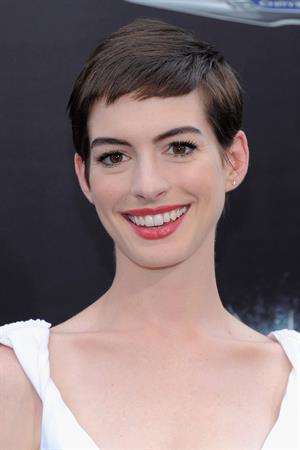 Anne Hathaway attending the Dark Knight Rises premiere in New York on July 15, 2012