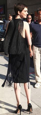 Anne Hathaway at Late Show with David Letterman in New York on July 11, 2012