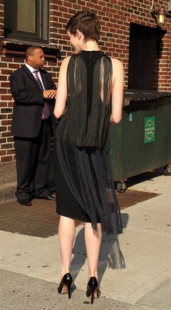 Anne Hathaway at Late Show with David Letterman in New York on July 11, 2012