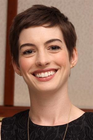 Anne Hathaway the Dark Knight Rises press conference portraits in Beverly Hills on July 8, 2012