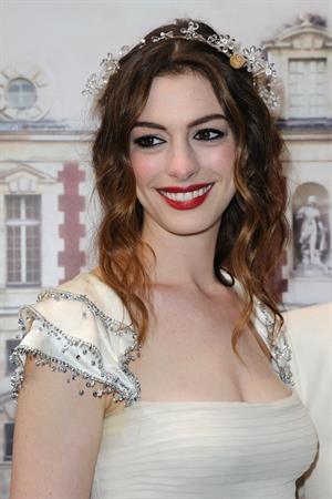 Anne Hathaway White Fairy Tale Love Ball in Paris on July 5, 2011