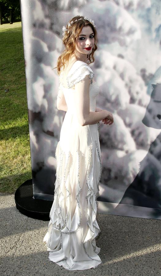 Anne Hathaway White Fairy Tale Love Ball in Paris on July 5, 2011