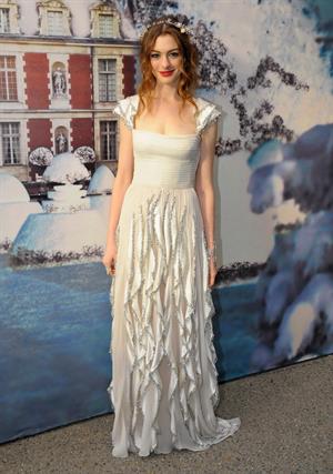Anne Hathaway White Fairy Tale Love Ball in Paris on July 5, 2011