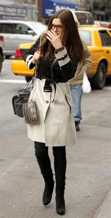 Anne Hathaway out in New York on October 26, 2011