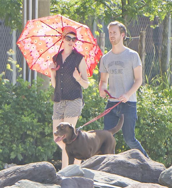 Anne Hathaway out about in New York City on August 2, 2012