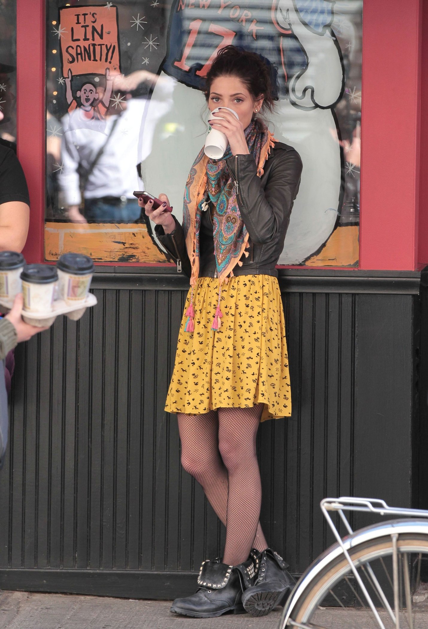 Ashley Greene on the set of Americana in New York City on March 14, 2012