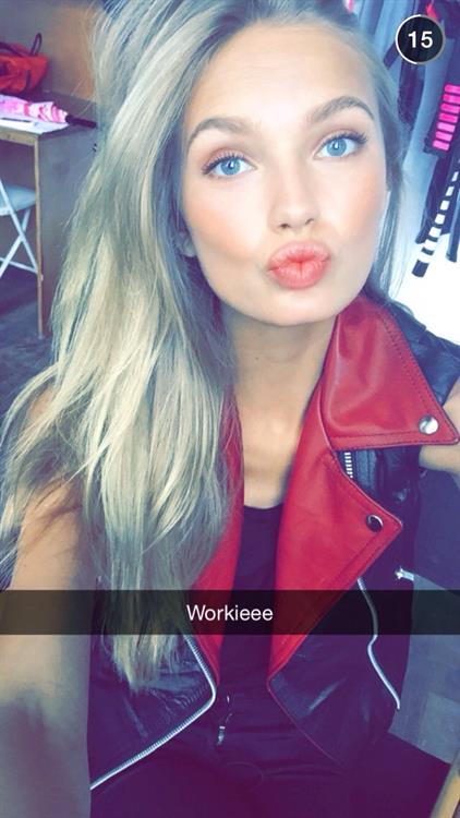 Romee Strijd taking a selfie