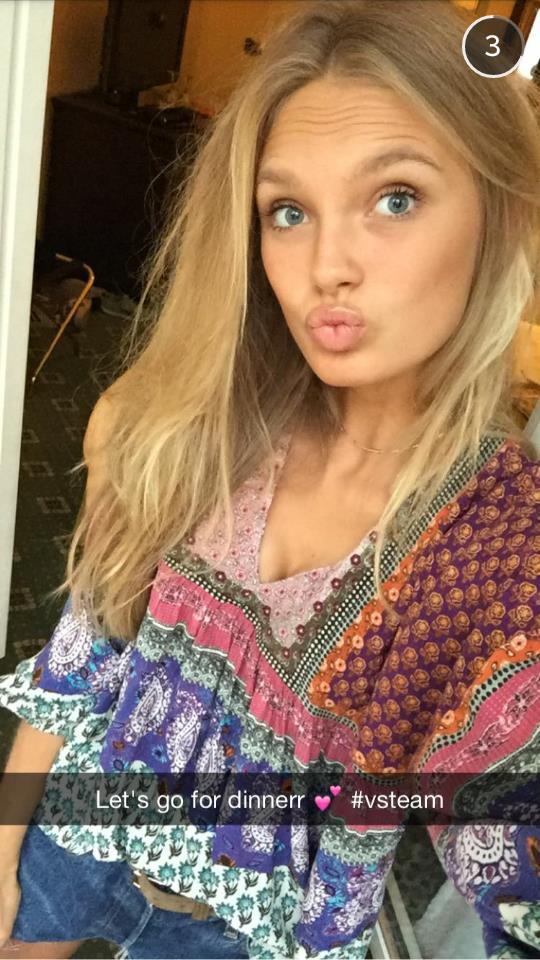 Romee Strijd taking a selfie