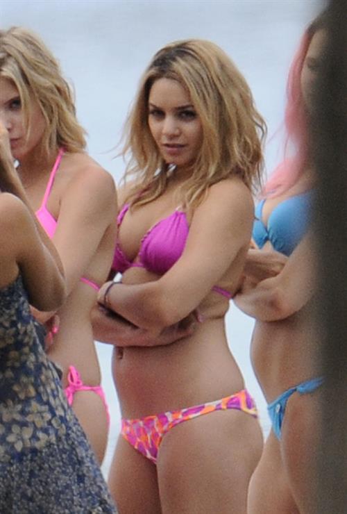 Selena Gomez, Vanessa Hudgens and Ashley Benson on the set of Spring Breakers on March 27, 2012