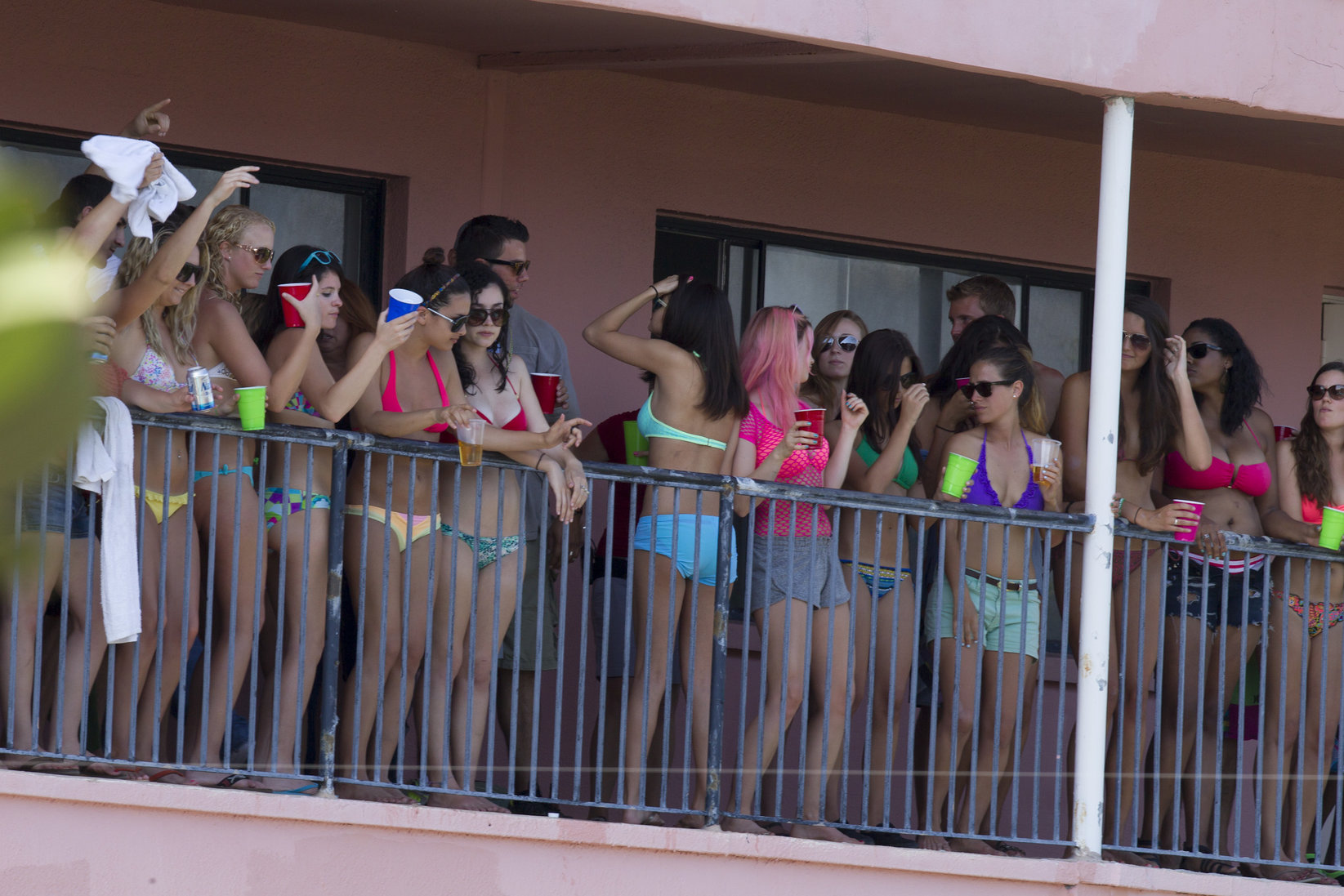 Selena Gomez, Vanessa Hudgens and Ashley Benson on the set of Spring Breakers on March 21, 2012