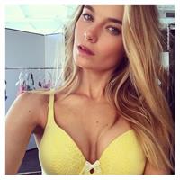 Bridget Malcolm in lingerie taking a selfie