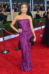Sarah Hyland at the Screen Actors Guild Awards wearing a purple dress