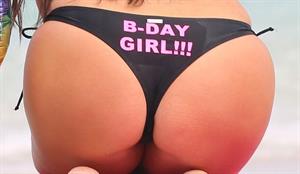 Claudia Romani celebrating her birthday on the beach