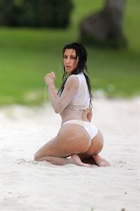 Kim Kardashian in white bikini in Mexico
