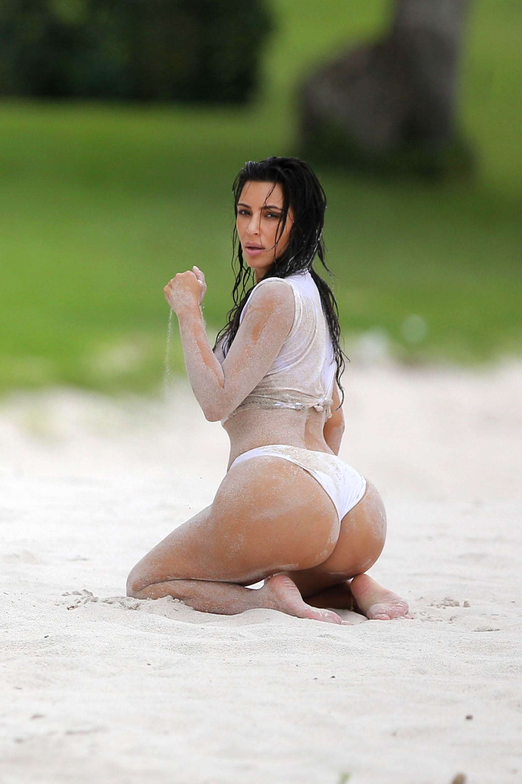 Kim Kardashian in white bikini in Mexico