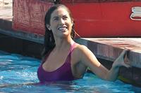 Katherine Webb, Miss Alabama USA 2012, in a pink swimsuit on the set for the TV show 'Celebrity Diving' in Los Angeles.