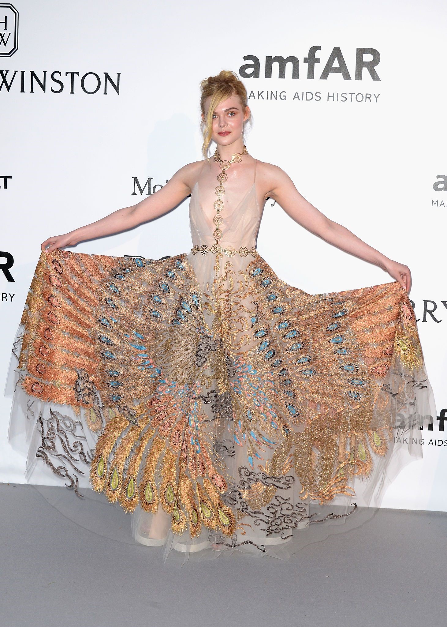 Elle Fanning showing off pasties at amfAR’s 23rd Cinema Against AIDS Gala