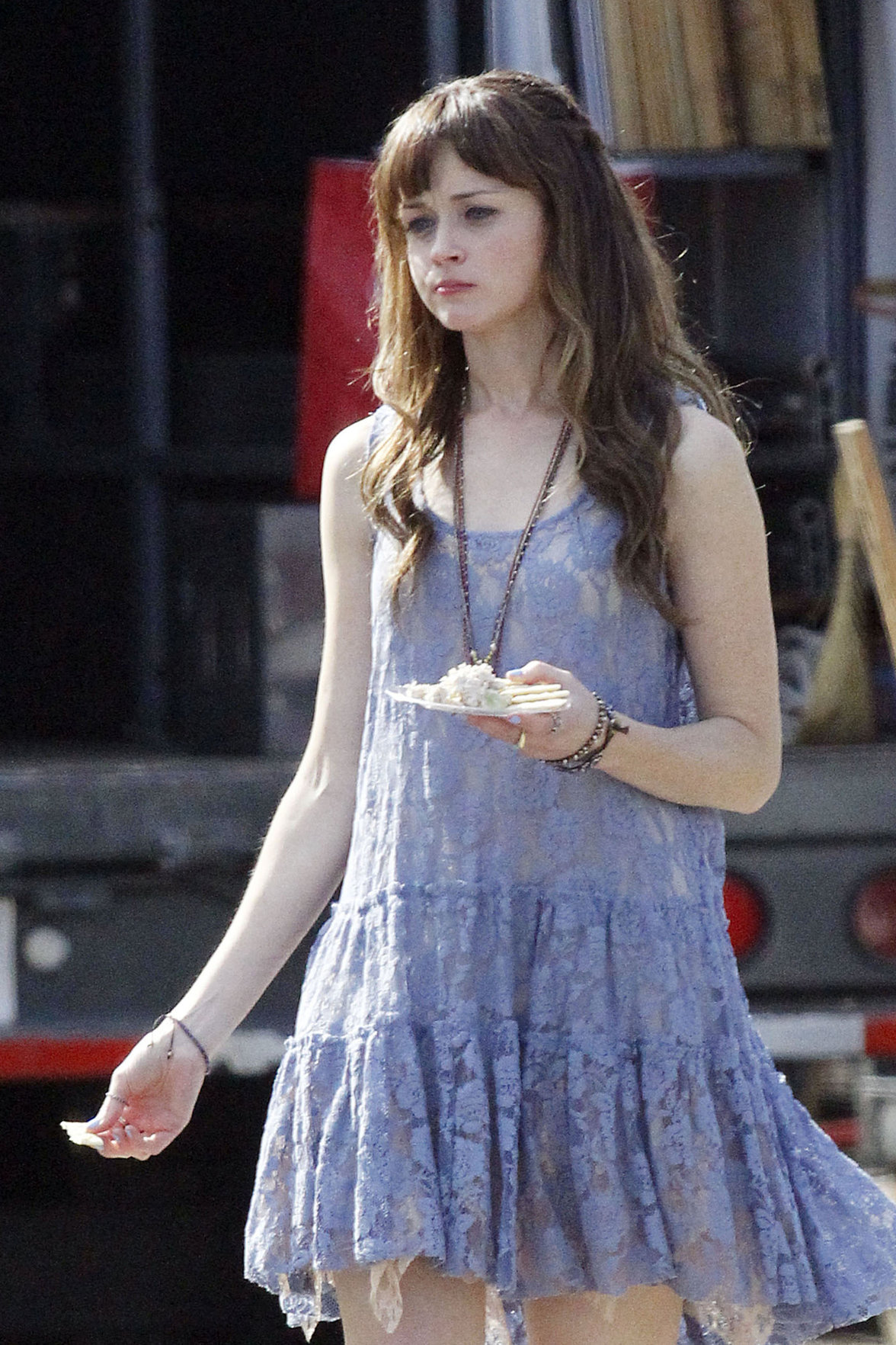 Alexis Bledel on the set of 'Remember Sunday' in New Orleans January 25, 2013
