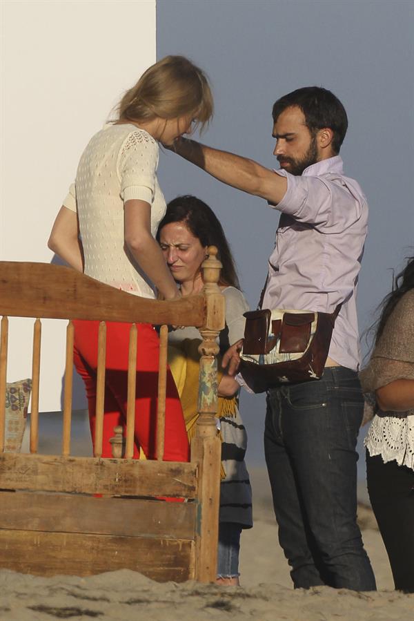 Taylor Swift on the set of a photoshoot in Malibu July 24, 2012