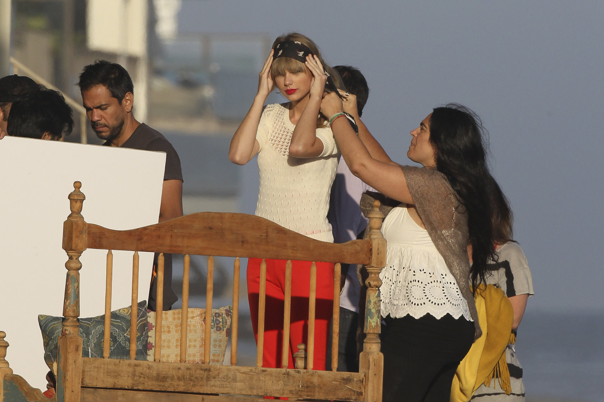 Taylor Swift on the set of a photoshoot in Malibu July 24, 2012