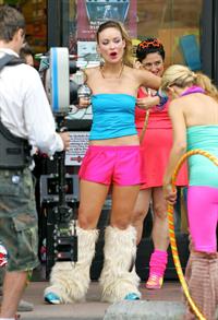 Olivia Wilde in shorts on the set of film free hugs in California July 29, 2011 