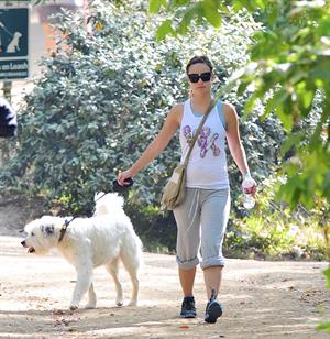 Olivia Wilde walking her dog in the Hollywood Hills on June 24, 2011