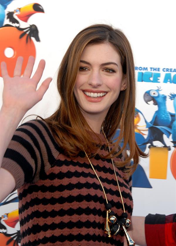 Anne Hathaway 20th Century Fox press day for Rio at Zanuck Theater January 28, 2011 