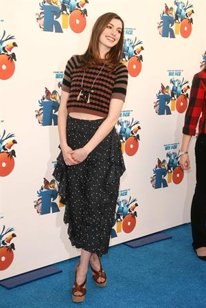 Anne Hathaway 20th Century Fox press day for Rio at Zanuck Theater January 28, 2011 