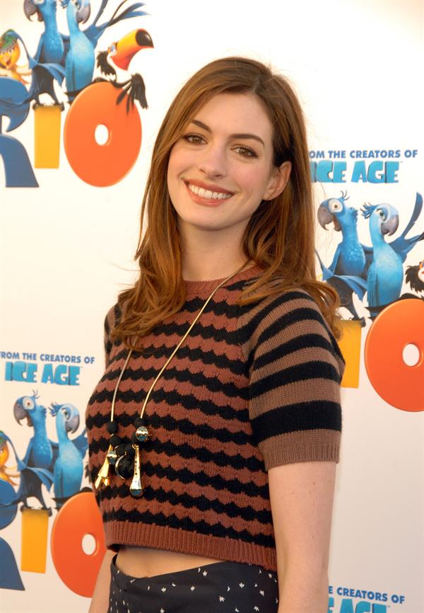 Anne Hathaway 20th Century Fox press day for Rio at Zanuck Theater January 28, 2011 