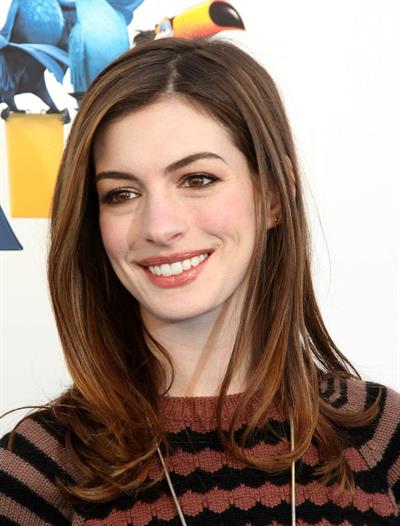 Anne Hathaway 20th Century Fox press day for Rio at Zanuck Theater January 28, 2011 