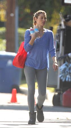 Jessica Biel – “Shiva and May” set candids, LA 10/16/13  