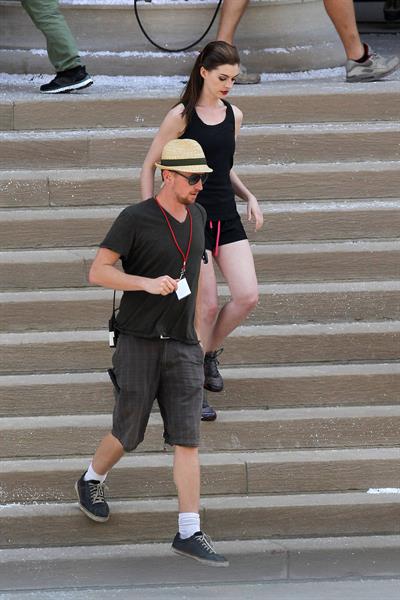 Anne Hathaway set of the Dark Knight Rises in Pittsburgh 4-8-2011