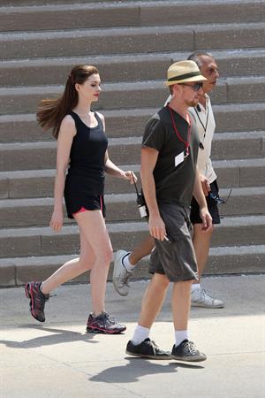 Anne Hathaway set of the Dark Knight Rises in Pittsburgh 4-8-2011