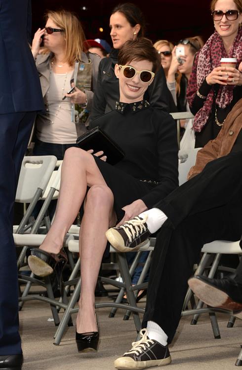 Anne Hathaway attends the Hugh Jackman Hollywood Walk Of Fame Ceremony in Hollywood December 13-2012 
