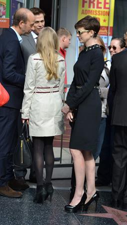 Anne Hathaway attends the Hugh Jackman Hollywood Walk Of Fame Ceremony in Hollywood December 13-2012 