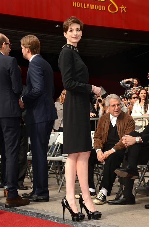 Anne Hathaway attends the Hugh Jackman Hollywood Walk Of Fame Ceremony in Hollywood December 13-2012 