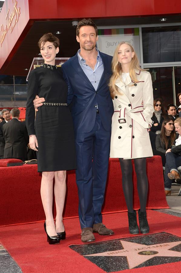 Anne Hathaway attends the Hugh Jackman Hollywood Walk Of Fame Ceremony in Hollywood December 13-2012 