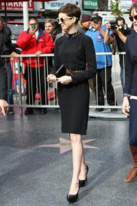 Anne Hathaway attends the Hugh Jackman Hollywood Walk Of Fame Ceremony in Hollywood December 13-2012 