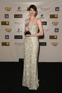 Anne Hathaway attends the Critics' Choice Movie Awards 2013 with Skinnygirl Cocktails at Barkar Hangar