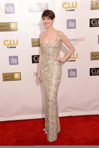 Anne Hathaway attends the Critics' Choice Movie Awards 2013 with Skinnygirl Cocktails at Barkar Hangar