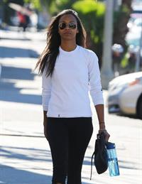 Zoe Saldana arriving at a gym in West Hollywod January 15-2013 