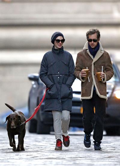 Anne Hathaway - out for a walk in NYC 1/8/13  