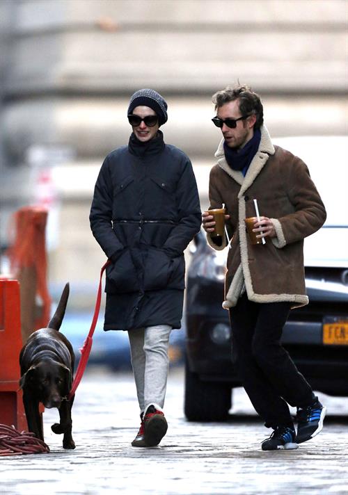 Anne Hathaway - out for a walk in NYC 1/8/13  